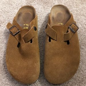 Birkenstock Boston Suede Clogs Tan 40